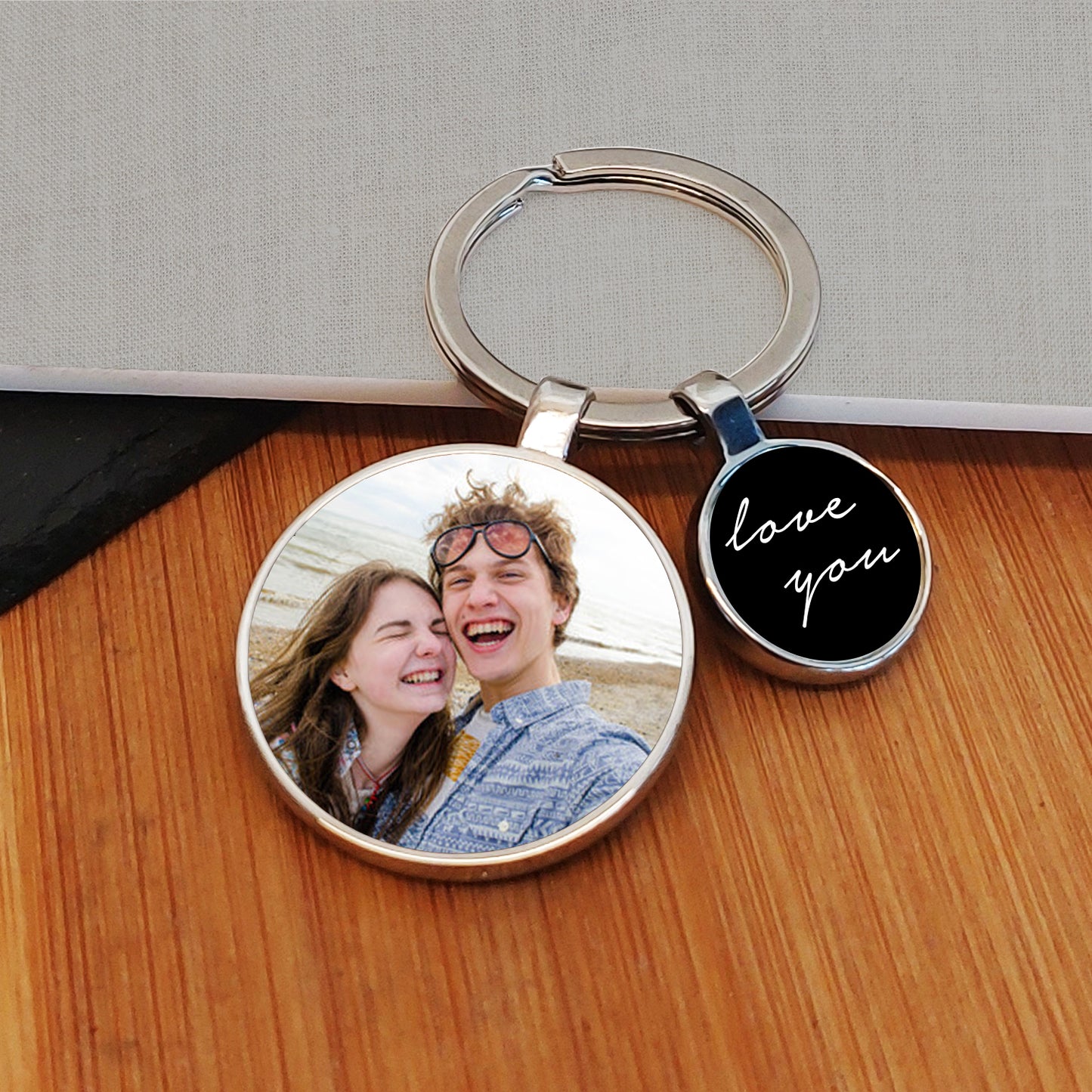 Love You Charm Photo Upload Key Ring