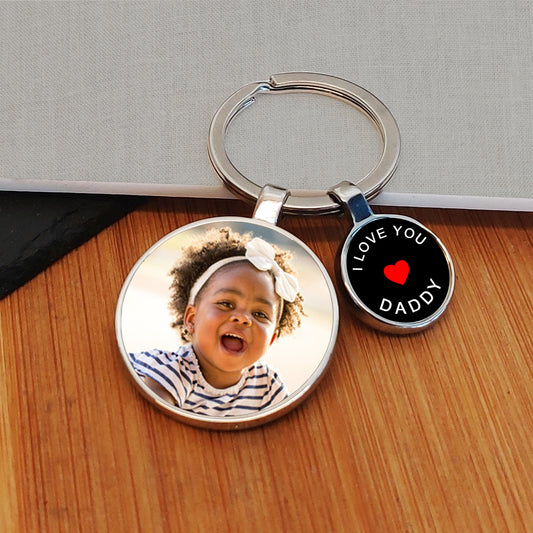 Love Daddy Charm Photo Upload Key Ring