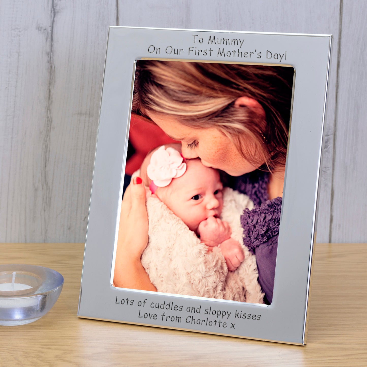 To Mummy On Our First Mother's Day! Silver Plated Picture Frame (7"" x 5"")