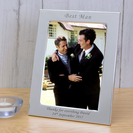 Best Man Silver Plated Picture Frame (7"" x 5"")