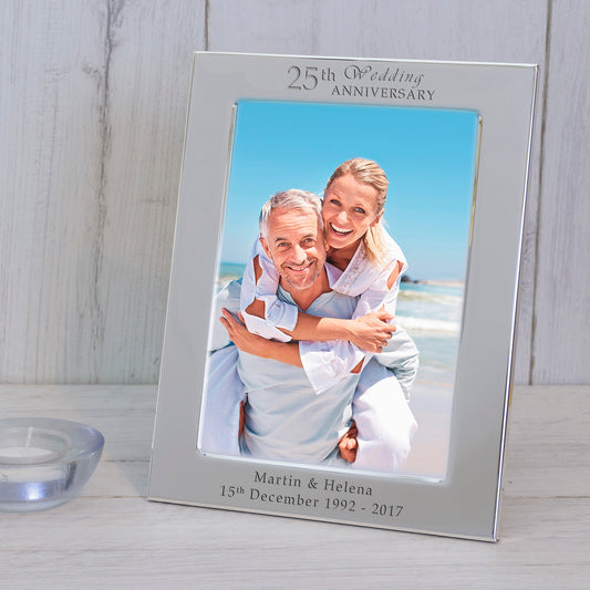 Wedding Anniversary Silver Plated Picture Frame (7"" x 5"")