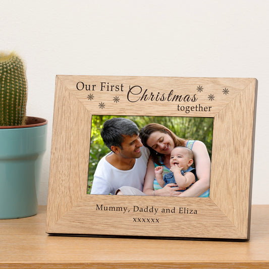 Our First Christmas together Wood Picture Frame (7"" x 5"")