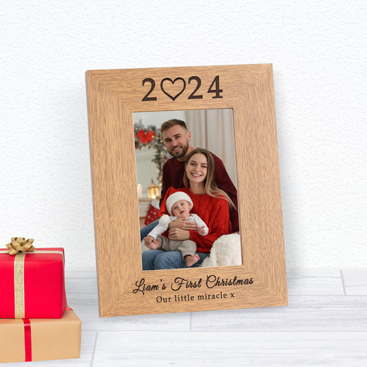 Babys First Christmas Wood Frame Wood Picture Frame (6"" x 4"")