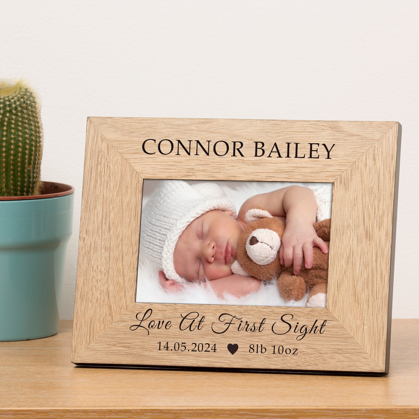 New Baby Love At First Sight Wood Picture Frame (6"" x 4"")