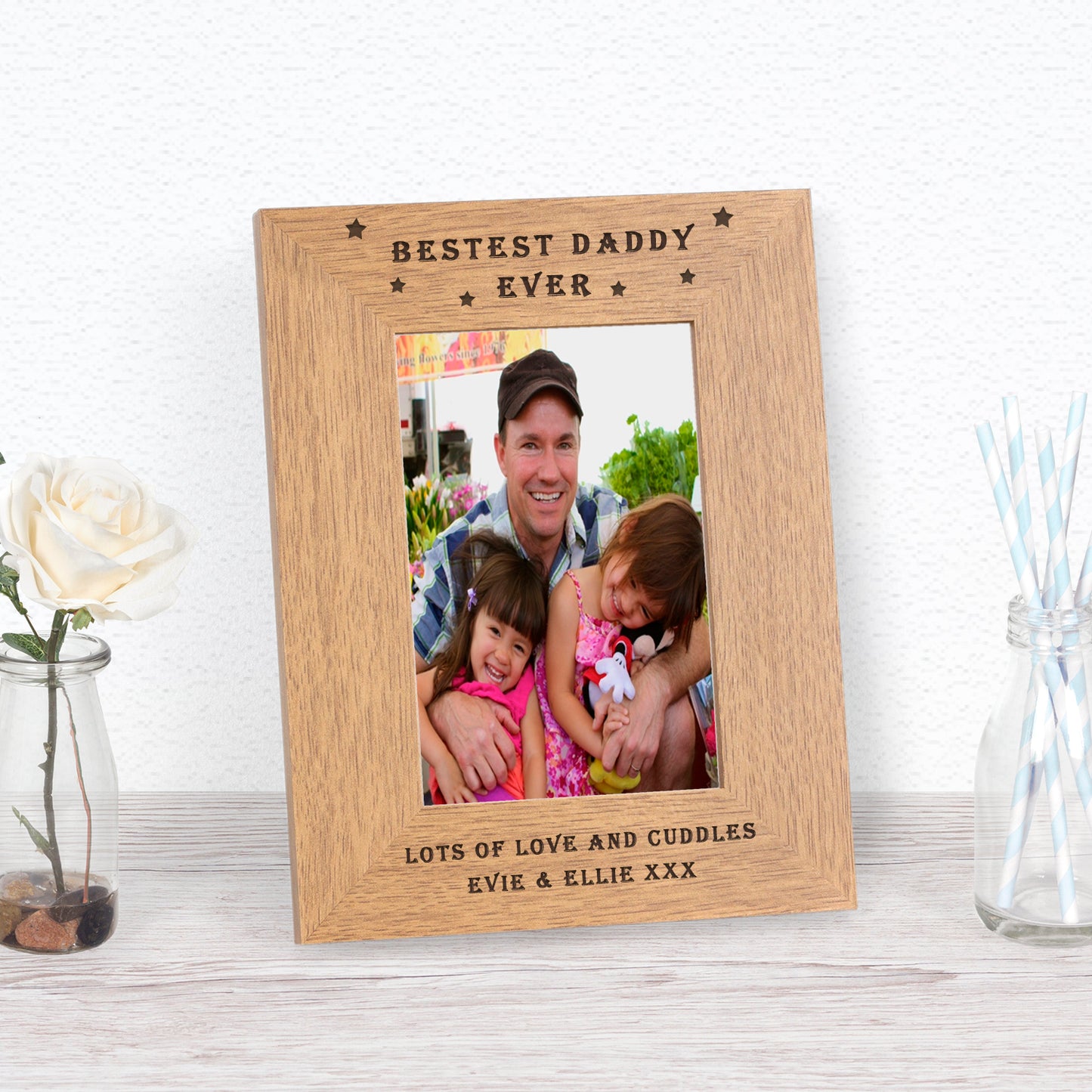 BESTEST DADDY EVER Wood Picture Frame (7"" x 5"")