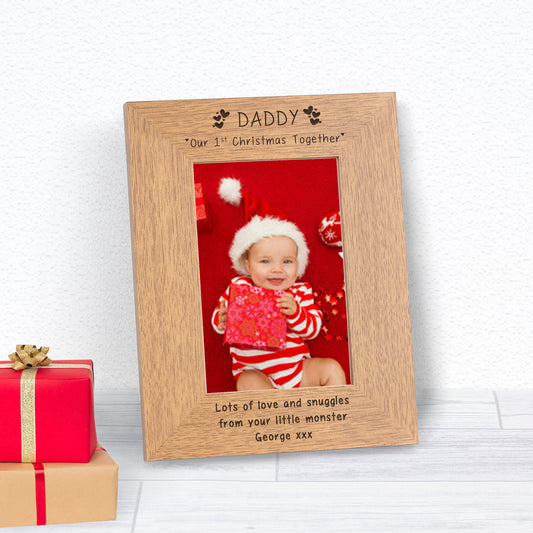 Daddy Our 1st Christmas Together Wood Picture Frame (7"" x 5"")