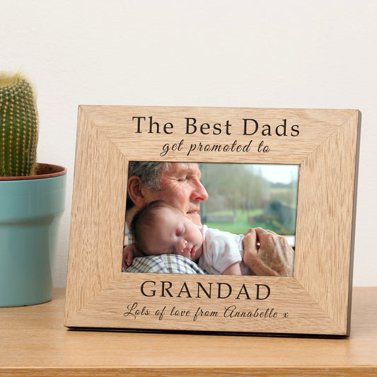 The Best Dads get promoted Wood Picture Frame (7"" x 5"")