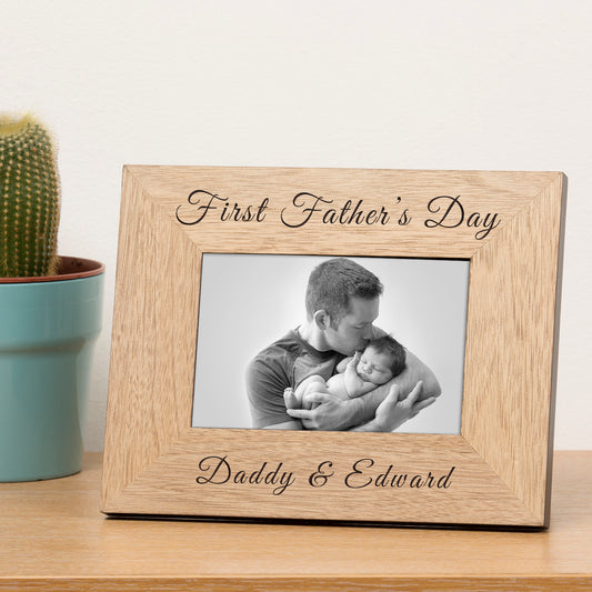 First Fathers Day Wood Picture Frame (7"" x 5"")