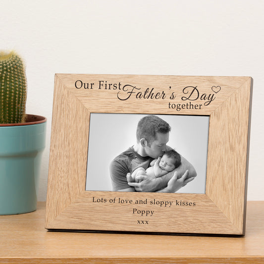 Our First Father's Day together Wood Picture Frame (7"" x 5"")