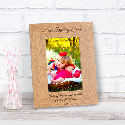 Best Daddy Ever Wood Picture Frame (7"" x 5"")