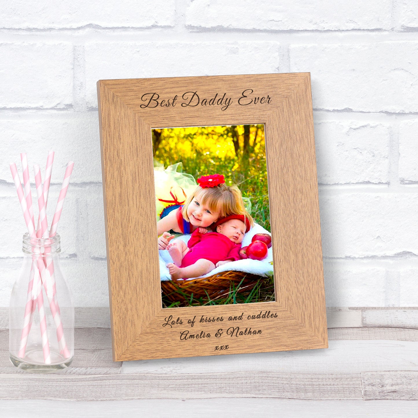 Best Daddy Ever Wood Picture Frame (6"" x 4"")