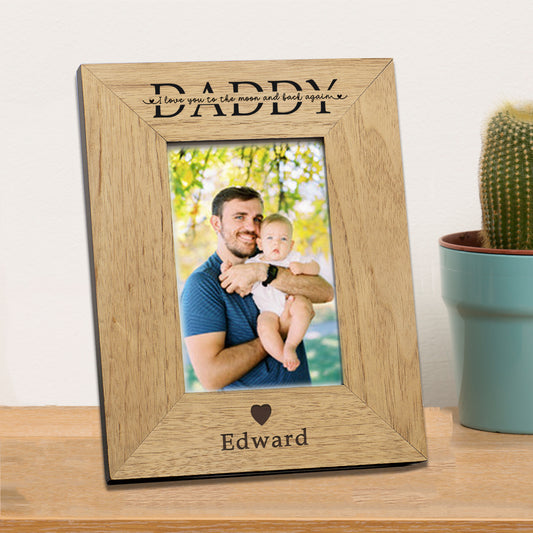 Daddy Love you to the Moon Wood Picture Frame (6"" x 4"")