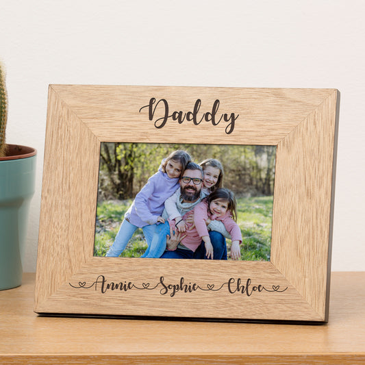 Daddy and Childrens Names Wood Picture Frame (6"" x 4"")