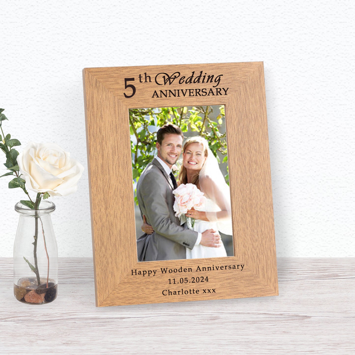 Wedding Anniversary - Any Year Wood Picture Frame (6"" x 4"")