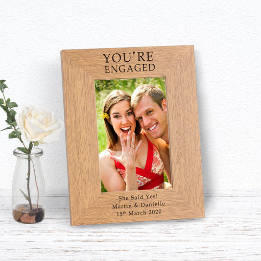 You're Engaged Wood Picture Frame (6"" x 4"")