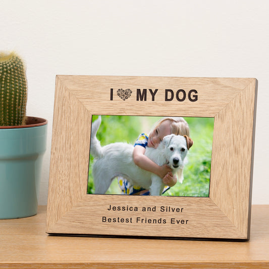 I Love My Dog Wood Picture Frame (6"" x 4"")