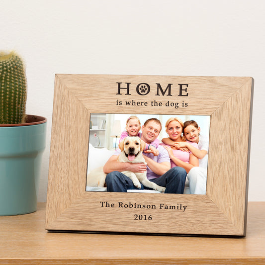 Home is where the dog is Wood Picture Frame (6"" x 4"")