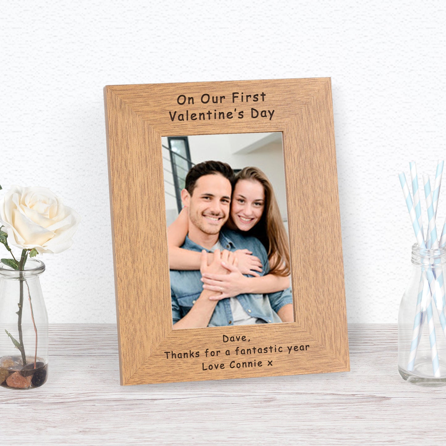 On Our First Valentine's Day Wood Picture Frame (6"" x 4"")