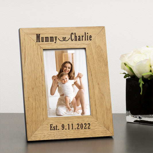 Mummy & New Baby Wood Picture Frame (7"" x 5"")