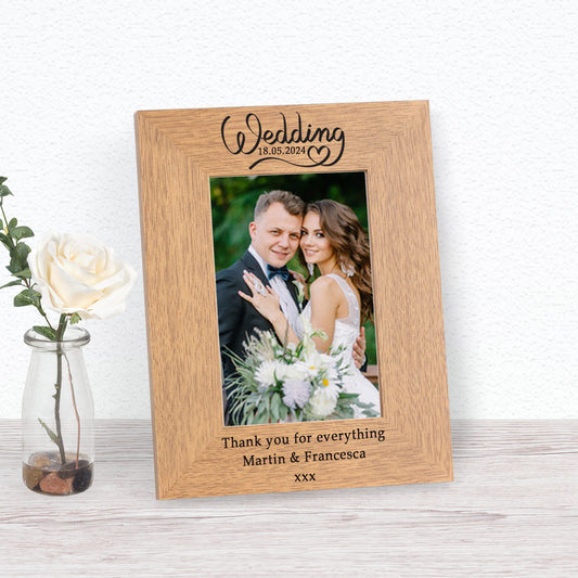 Wedding Day Wood Picture Frame (6"" x 4"")