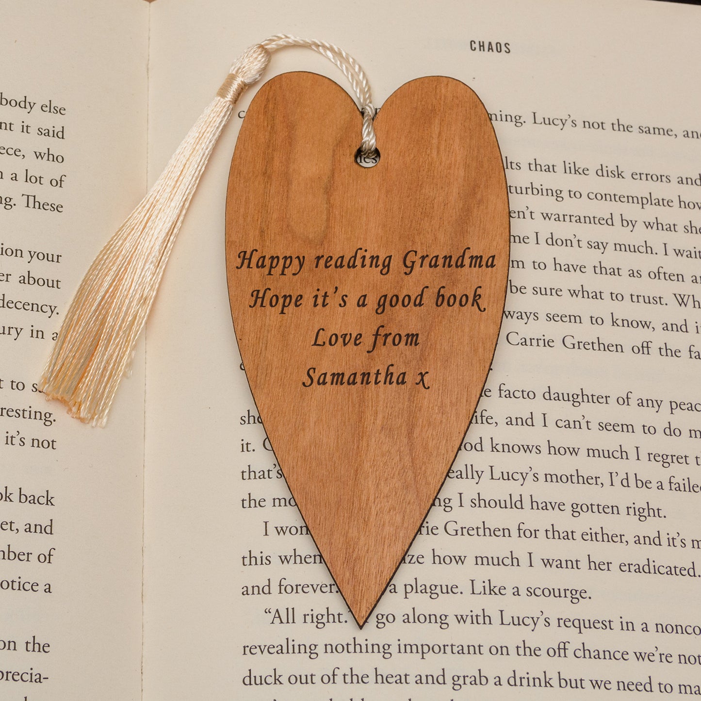 Personalised Heart Bookmark - Cherrywood